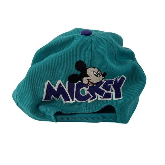 Disney Vintage Mickey Mouse Snapback Hat 90s Mickey Unlimited Teal Flat Bill OS - Picture 2 of 9